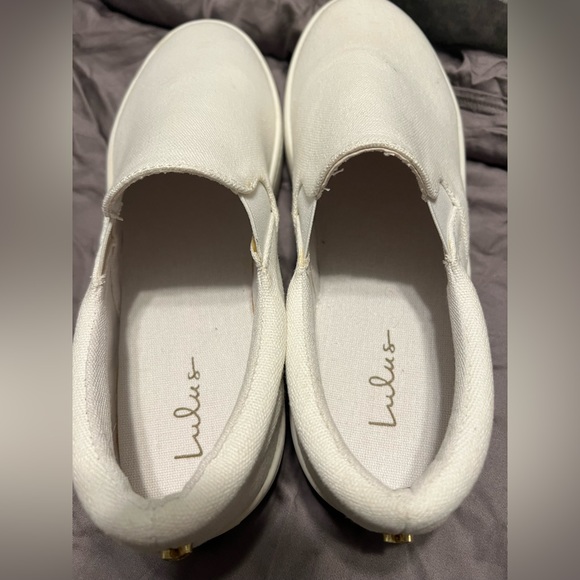 Lulus Dylann White Canvas Slip-On Flatform Sneakers - Picture 4 of 9
